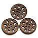 HOUSWEETY 50PCs Wood Buttons Sewing Snowflake Carved 4 Holes Brown 25mm Dia.(1