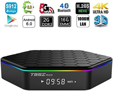 HONGYU T95Z PLUS Android TV BOX, Android 6.0 TV Box with Amlogic S912 Octa core 2GB DDR3 16GB EMMC Support 2.4G/5G Dual Wifi 1000M LAN Bluetooth 4.0 4K 3D OTT TV Media Player