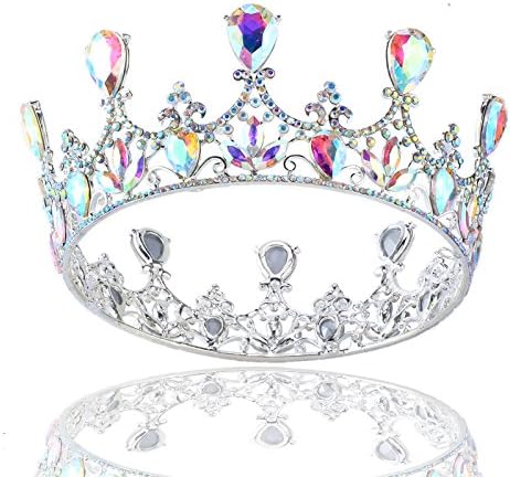 Stuffwholesale Silver Wedding Crown Shining Crystal AB Pageant Princess Tiara Bridal Headwear (Silver)