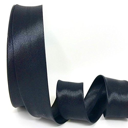 Ribbon Queen Double Fold Satin Bias Binding Tape for Sewing, Seaming, Stitching, Piping, Hemming, Quilting, Patching, Outfits and Crafts - 30mm Professional Quality. (Black, 5M X 30MM)