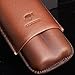 Brown Genuine Leather 2 ct Adjustable Cigar Case Travel Holder