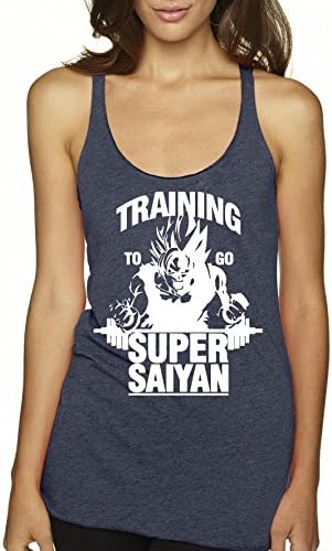 Training To Go Super Saiyan Womens Fitness Tank Top By Superior Apparel Large Indigo