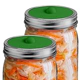 Fermilid - Fermentation Lids for Wide Mouth Mason Jars. Waterless Airlocks for Vegetable Fermenting and Pickling, Sauerkraut, Kimchi, Pickles and more (4 Lid Pack) - Green