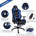 Kinsal Ergonomic High-Back Large Size Gaming Chair, Office Desk Chair Swivel Blue PC Gaming Chair with Extra Soft Headrest, Massage Lumbar Support and Retractible Footrest (Blue)