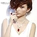 T400 Red Crystal Teardrop Pendant Necklace January Birthstone Simulated Garnet Gift for Women