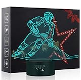 Hockey Lights, 3D Night Light, LED Lamps for Kids, Ball Toys for Boys, 7 Colors Touch Table Desk Lighting, Baby Bedroom Sleep Lamp, Birthday Party Holiday Gifts for Children