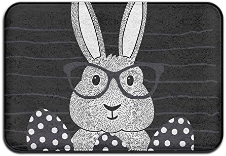 HUYF743 Hip Hop Easter Bunny Colorful Easter Egg Soft Doormat Entrance Mat Floor Mat Rug Indoor/Outdoor/Front Door/Bathroom Mats Rubber Non Slip