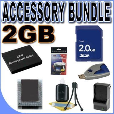BigVALUEInc Saver Accessory Bundle - Replacement Lithium Ion Battery for Pentax Optio W60 and M50 PLUS 2GB SDHC Secure Digital Memory Card - Quick-Rapid External Battery Charger - Flexible Mini Table Top Tripod + MORE!
