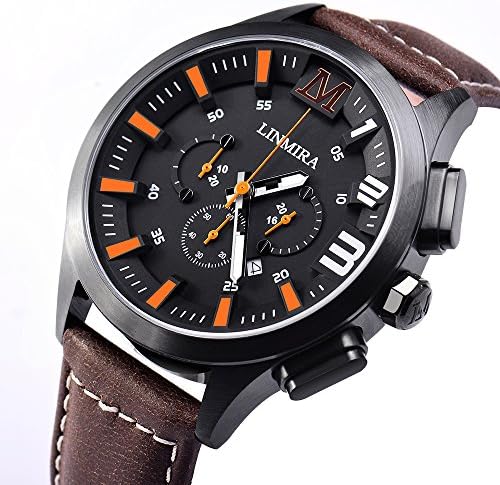 LINMIRA Big Dial Luminous Pointer Multi-Functional Water Resistant Quartz Sports Men Watch