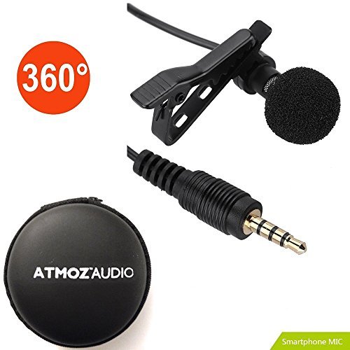 Atmoz Audio Deluxe 5ft Lavalier 360° Lapel Clip-On Noise Cancelling Microphone for iPhone, iPad, iPod Touch, Android and Windows Smartphones for Interview, Youtube, Karaoke and more.