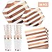 69 Pieces - Rose Gold Paper Plates - Striped White and Rose Gold Party Plates and Napkins Sets - Disposable Dinnerware Set for 8 Guests