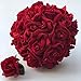 Red Velvet Silk Rose Bouquet (24 Roses) - Silk Bridal Wedding Bouquet and Matching Boutonniere - Valentines Day Christmas Wedding Flower Package