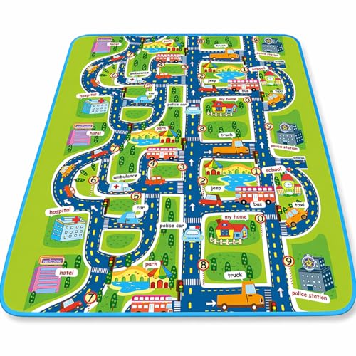 Tapete Infantil de Pano Térmico, Tema Dinossauros, Colorido, para Bebês e Crianças (Cidade)