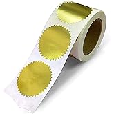 NextDayLabels Gold Seals for Certificates, Gold Metallic Embossing Stickers with Serrated Edge for Certificates, Packaging and Envelopes - 2 Inch Round, 250 Stickers Per Roll - Made in The USA
