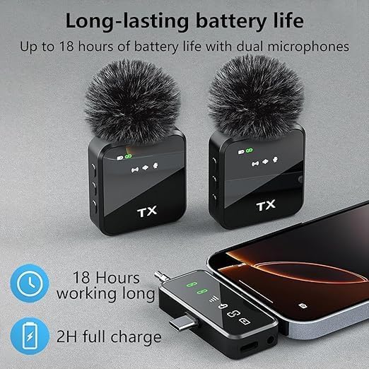 2025 Professional Studio Sound 3 in 1 Microphone for iPhone/Android/Camera, Wireless Lavalier Microphone, Mini Microphone for Record Interview, Vlogs, YouTube, Tiktok