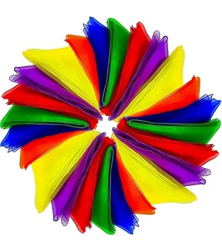 30 Pcs Juggling Scarves For Kids - 24x24 Inch Silk Dance Props In 10 Colors With Rolled Edges