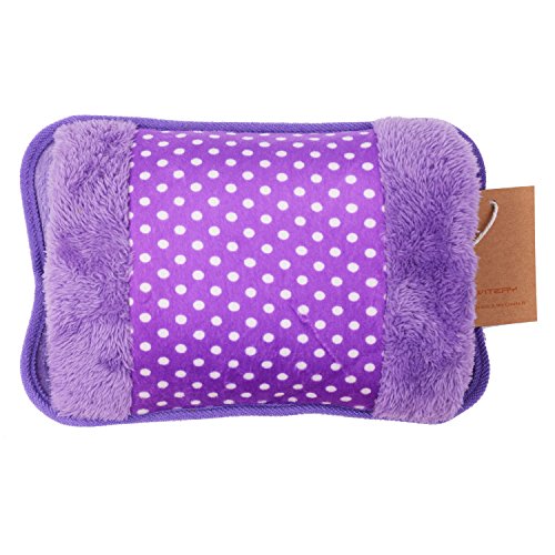 WITERY Hand Warmer Portable Rechargeable Electric Heat/Hot Water Bag with Soft Velvet Cover - Ideal For Warm Your Hands/Pain Relief/Muscle Relaxation & Comfort Use and As Pillow Purple