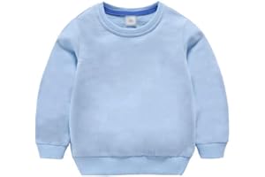 AIWUHE Toddler Boys Girls Solid Pullovers Sweatshirt Long Sleeve T-Shirt Kids Cotton Crewneck Thin Tops 1-8 Years Blouse