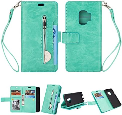 Galaxy S9 Wallet Case, Leather [9 Card slots] [photo & wallet pocket]