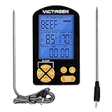 Victagen Digital Instant Reading Food Thermometer Electronic Thermometer Cooking Meat Thermometer with Large LCD Screen,Dual Stainless Steel Probe,Built-in Clock Timer (White)