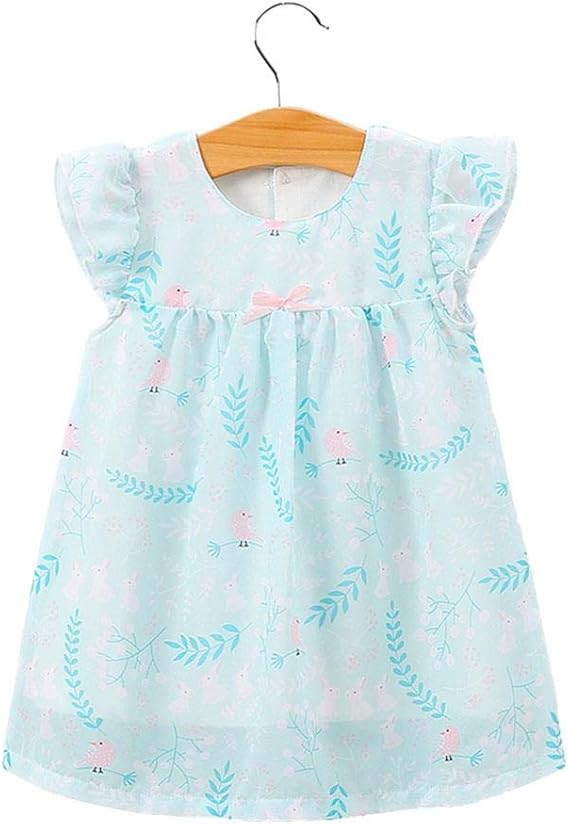 Amazon Co Jp 女の赤ちゃんプリンセスドレス幼児服ワンピース幼児シフォンフローラルプリントaラインチュチュスカートコットンサマー Little 鳥 12 24ヶ月 90 服 ファッション小物