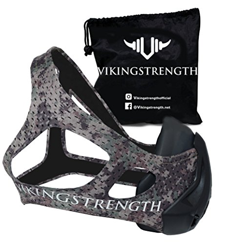 Vikingstrength Fitness Mask Pro - For Running, Biking and Fitness, With Adjustable Resistance, High Altitude Elevation Mask for Training (Green digital camo)