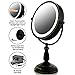Ovente Lighted Vanity Mirror Tabletop, 7.5'' 1X 10X Magnifier, 360 Degree Double Sided, 3 Tone Smart Touch LED, 15 Min Auto Shut Off Timer, Battery & AC Plug Operated, Oil Rubbed Bronze MPT75BZ1X10X