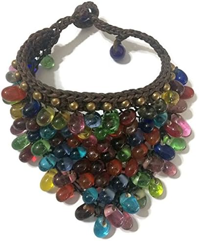 Beautiful thai bracelet : handmade robe color-glass bracelet,adjustable (triangle, 7 cm.x 21 cm.)