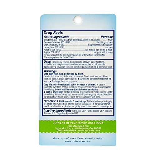 Hyland's Baby Infant Ear Drops, Natural Homeopathic Earache Pain Relief