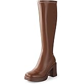 Ankis Knee High Boots Platform Boots for Women Chunky Heel Side Zipper Long GOGO Boots
