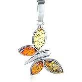 Ian and Valeri Co. Multicolor Amber Sterling Silver Butterfly Pendant