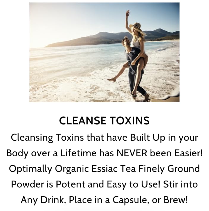 Optimally Organic ESSIAC Tea 8 Herb Powder - USA & EU Organically Grown Finely Ground Herbs! - Rene Caisse's Prized Recipe with Sheep Sorrel Roots!