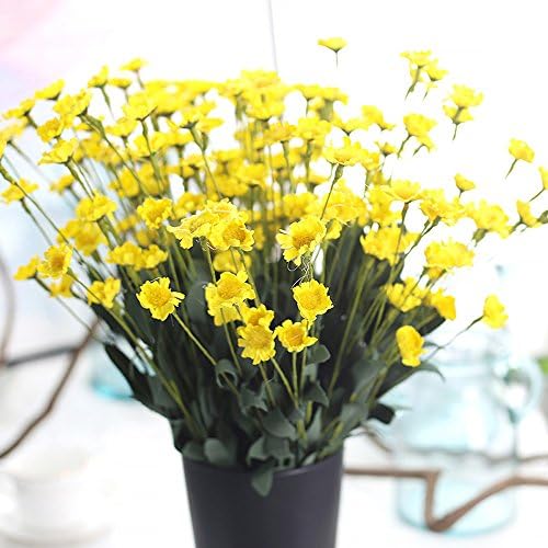 Xindda Artificial Silk Fake Flowers Small Daisy Wedding Bouquet Party Yellow, for Home Decor DIY Wedding Bouquets Centerpieces Bridal Shower Party Floral Home Decorations, Ship from USA