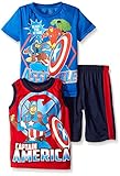 Marvel Little Boys' Toddler 3-Piece Short Set, Blue/Red, 2T