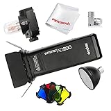 Godox AD200 200Ws 2.4G TTL HSS Cordless Flash Speedlite with Bare Bulb/Speedlite Fresnel Flash Head, BD-07 Barn Door Kit, 2900mAh Lithimu Battery, Standard Reflector, Flash Tube Protector