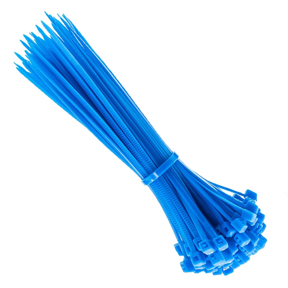 KafTon Pack of 100 Blue Cable Zip Ties, UL Nylon, Perfect for PC, Bicycle Tie Wrap DIY Home Wire Vegetable Garden Office (370mm x 7.6mm) Blue