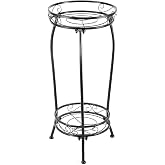 Kavlium Plant Stand Indoor Outdoor, Tall Black Metal, 2 Tier 27.1 Inch | Rustproof Metal, Stable 3-Leg Base, Heavy Duty 100 lb Capacity, Multiple Plant Rack Holder, Indoor Outdoor Decor