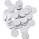 KISSITTY 100-Piece 5/9" Diameter (15mm) Blank Stainless Steel Stamping Tag Charms Blanks for Laser Engraving Smooth Polished Flat Round Disc Pendants 18 Gauge Thick