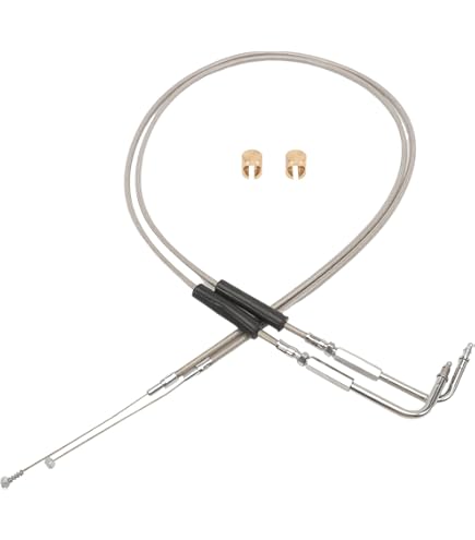 Mofun 42" Extended Throttle & Idle Cable Kit - Stainless Steel, Fits Harley Sportster, Dyna, Softail Models