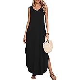 BELAROI Womens Plus Size Maxi Dress Sundress Summer Casual Sleeveless Scoop Neck Pockets Beach Swimsuit Coverup Loose Outfits