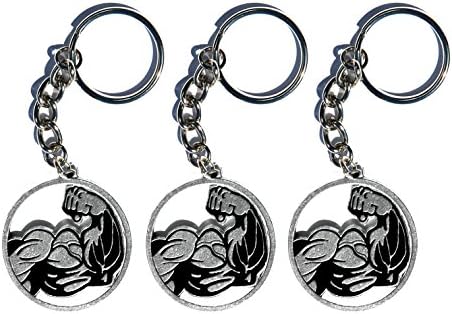 3 Huge Bicep Metal Key Rings