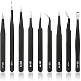 Huacan 9 PCS Precision Tweezers Set, Upgraded Anti-Static Stainless Steel Tweezers Kit For Diamond Painting, Craft, Jewelry, 