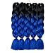 Lady Corner Ombre Braiding Hair 24inch Jumbo Braids High Temperature Fiber Synthetic Hair Extension 5pcs/Lot 100g/pc for Twist Braiding Hair (24inch(Pack of 5), Black- Diamond Blue)