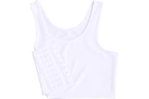 SHOPESSA Womens Compression Crop Tank Tops Solid Color Fitness Chest Binder Corset Sleeveless Short Tanks Vest