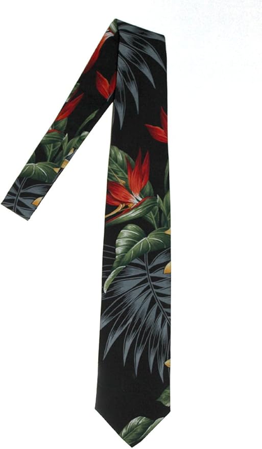 Hawaii Neckties, Black Paradise Flower at Amazon Men’s Clothing store Hawaiian Tie