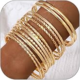 Sakytal Gold Bangle Bracelets Indian Bangles Stackable Jewelry Set for Women