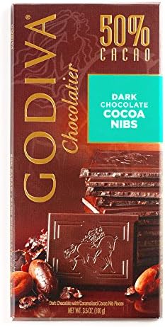 Godiva Cacao Nibs Dark Chocolate Bar 3.5 oz each (2 Items Per Order)
