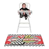 Fun Express - 1st Birthday Race Car High Chair Kit for Birthday - Party Decor - General Decor - Decorating Kits - Birthday - 2 Pieces