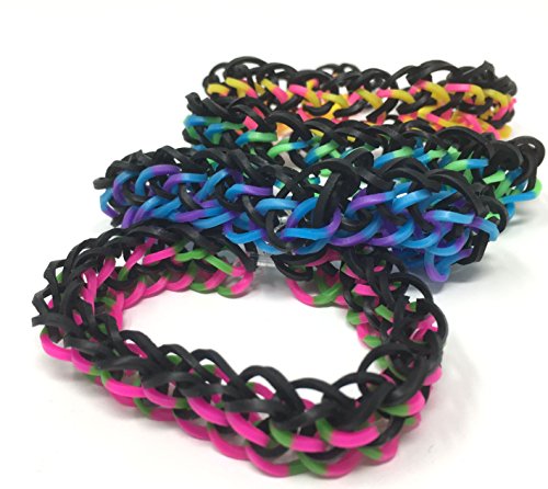 Loom rubber band bracelet set of 4 pieces dragon scale knit set # 4 black colors free shipping