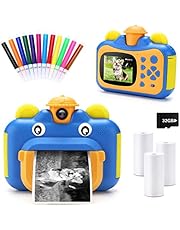 INKPOT Instant Print Camera for Kids,Zero Ink 1080p Video Kids Digital 12MP Selfie Camera for Girls Boys,Birthday Gift Photo Instant Camera for Kids Age 7 8 9 10 11-Color Pens,Print Papers,32GB Card